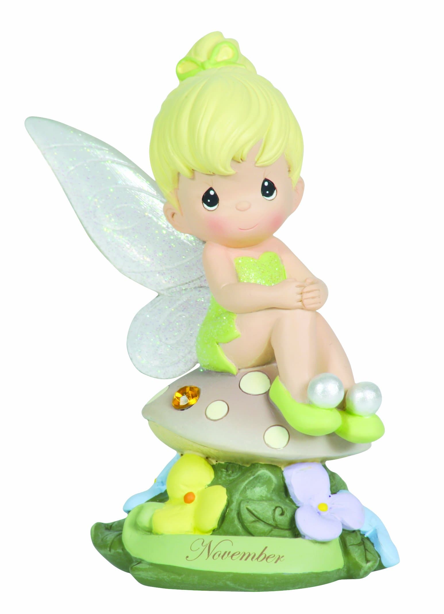 Precious Moments, Disney Showcase Collection, November Fairy As Tinker Bell, Resin Figurine, Yellow Topaz, 113218