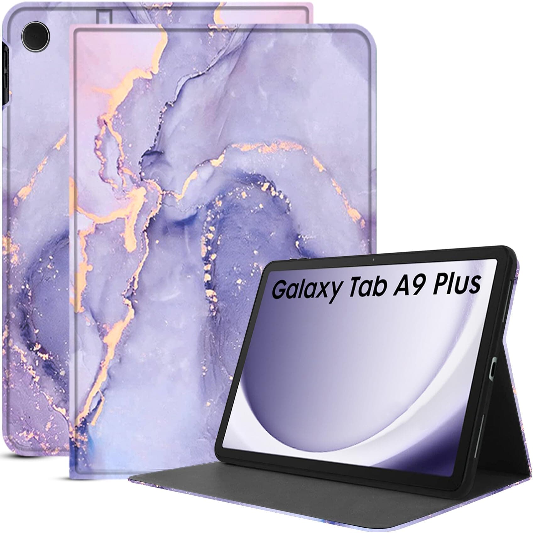 Robustrion Cover for Samsung Galaxy Tab A9 Plus 11 inch Cover Case, Folio Case Cover for Samsung Tab A9+ 11 inch - Marble Lilac
