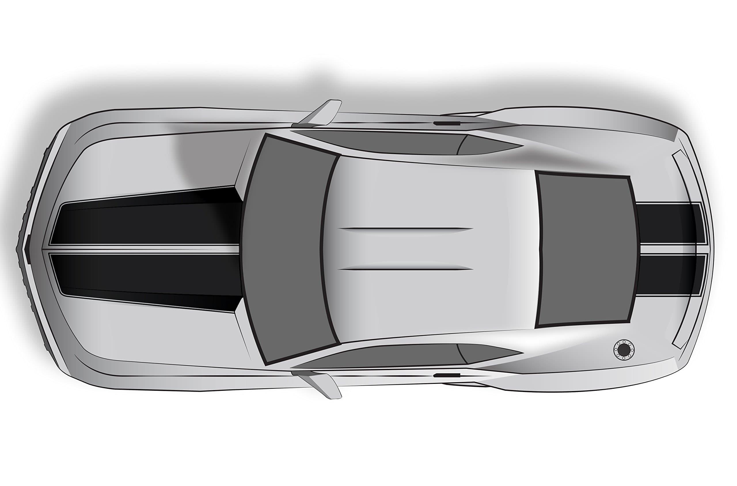 Factory Crafts Hood & Trunk Stripes Graphics Kit 3M Vinyl Decal Wrap Compatible with Chevrolet Camaro 2010-2015 - Gloss Black