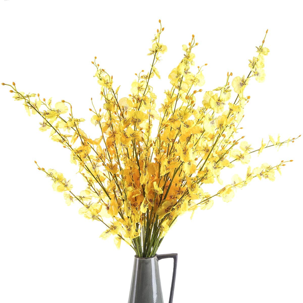 CountryGrass 12 Pieces Artificial Flower 39.4" Long of Orchids Fake Silk Plants Real Touch Silk Fake Orchids Flowers in Bulk for Wedding Home Office Party Hotel Restaurant or Yard Decoration (Yellow)