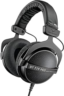 DT 770 PRO, 250 Ohm, Closed Back, Over Ear, Wired Professional Studio Headphones, Audio Monitors, Audiophile, 3m Coiled Cable, Black with Limited Edition Black Velour Ear Pads