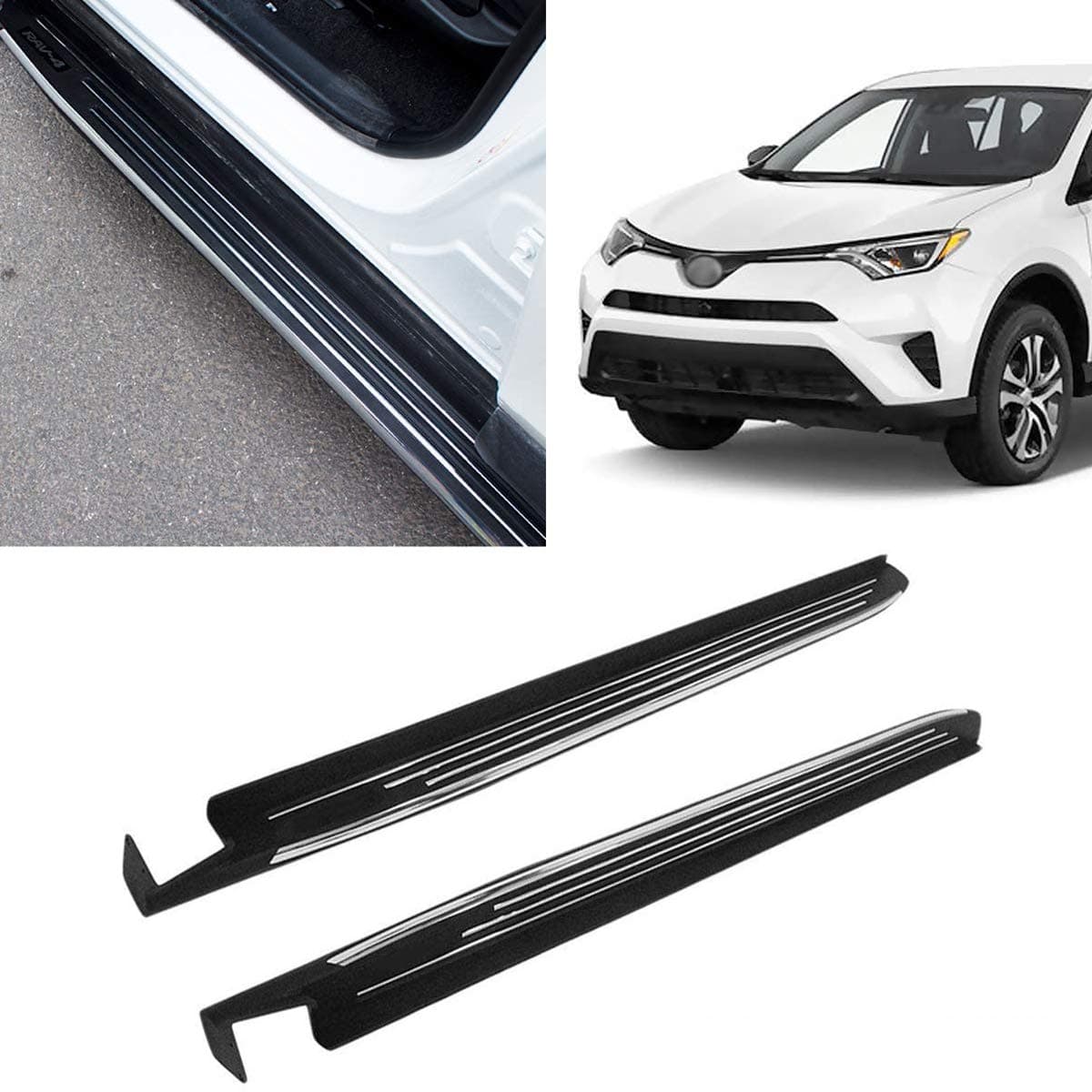 Side Step Running Boards Replacement for 2014-2018 RAV4 Aluminum Side Step Nerf Bar Black