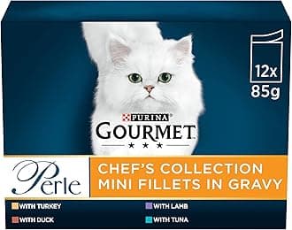 GOURMET Perle Chef's Collection Mini Fillets in Gravy Wet Cat Food 12x85g (Pack of 4)
