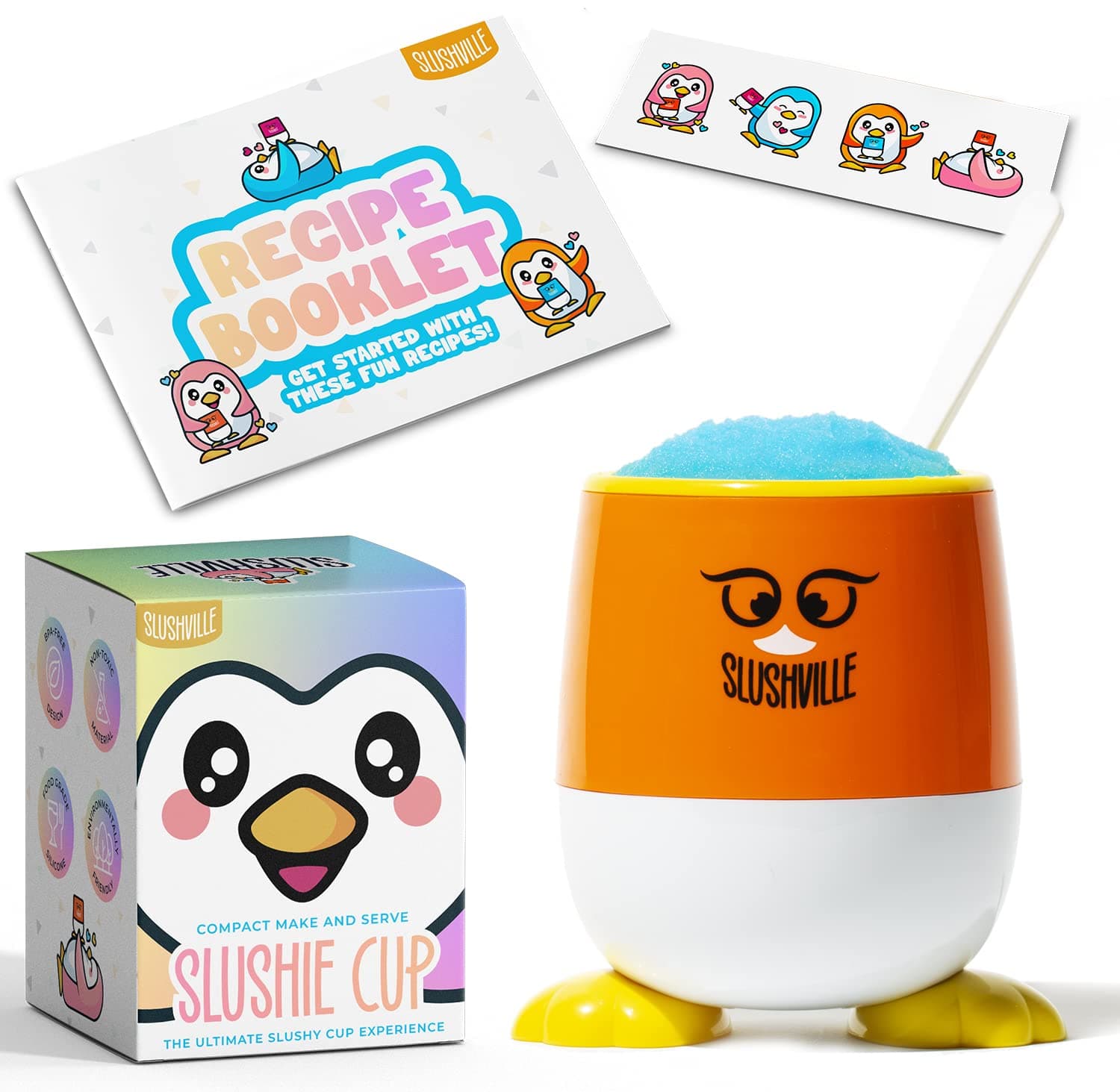 Insta Slushy Maker Cup for Kids – Penguin Compact Make & Serve Slushie Cup Allows You to Make Refreshing Slushies, Smoothies & Other Frozen Drinks in Minutes – The Ultimate Slush Cup Experience