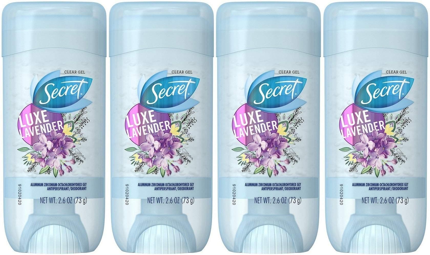 Secret Clear Gel Antiperspirant Deodorant, Luxe Lavender, 2.6 Ounce (Pack of 4)
