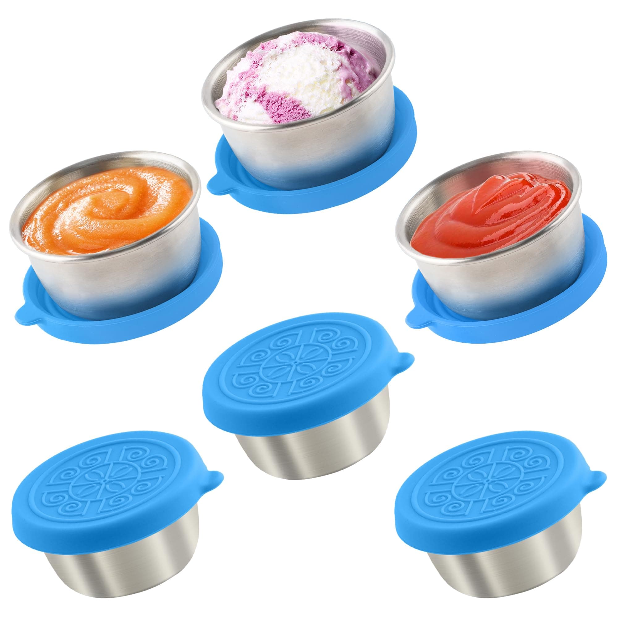 6x1.6 Oz Salad Dressing Containers With Lids, Small Leakproof Reusable Stainless Steel Salad Dressing Container To Go For Lunch Boxes,Sauce containers, Picnics,Travel Meal Prep And Kitchen Storage.