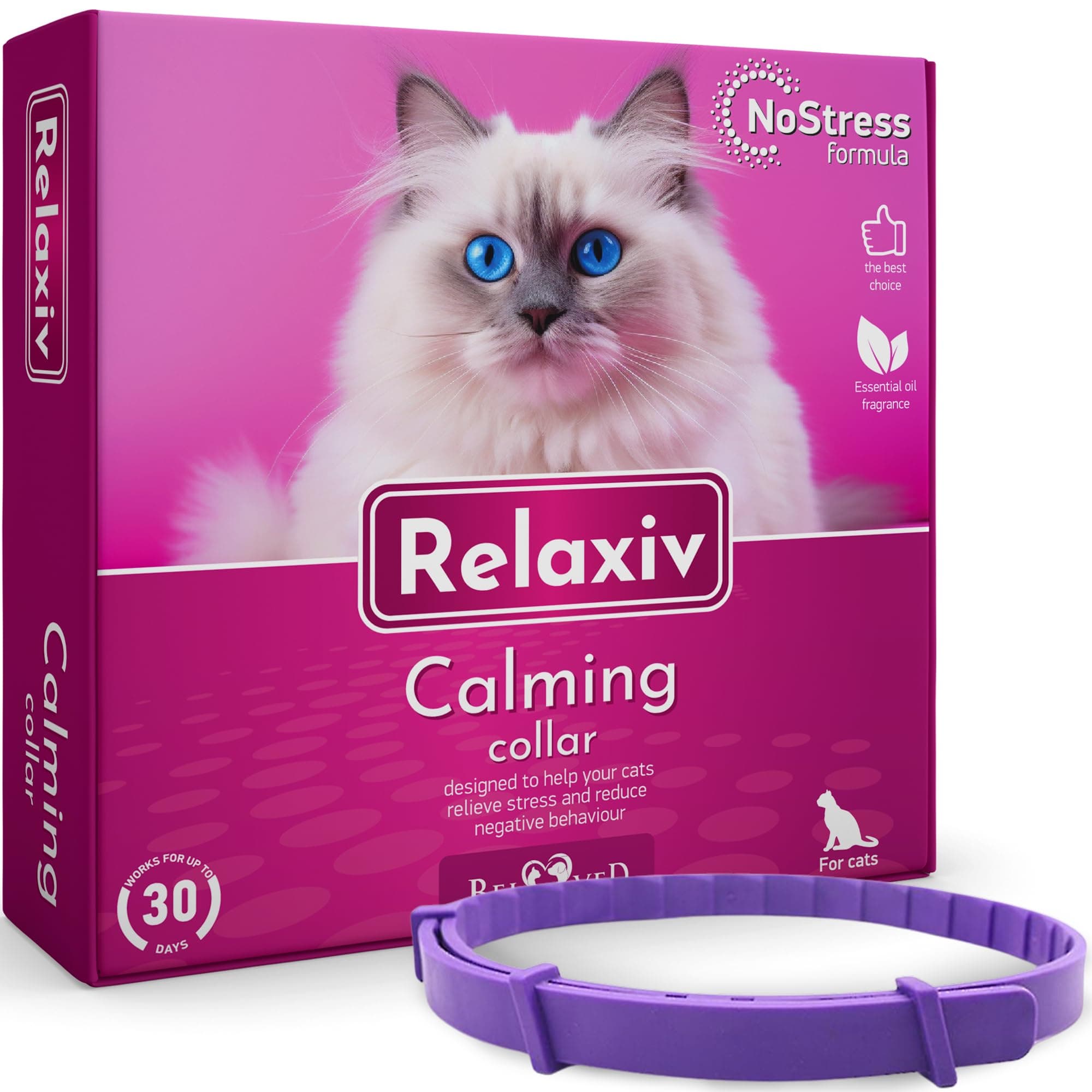 Relaxivet Calming Pheromone Collar for Cats and Small Dogs - Reduces Anxiety Your Pets - The Best Replacement for Calming Chews Treats Drops Plug in…