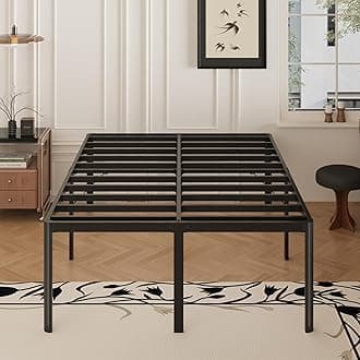 - 22 Inch High King Bed Frame with Rounded Corner Legs Heavy Duty Metal King Size Platform Bed Frame No Box Spring Needed, Easy Assembly, Noise Free, Black.