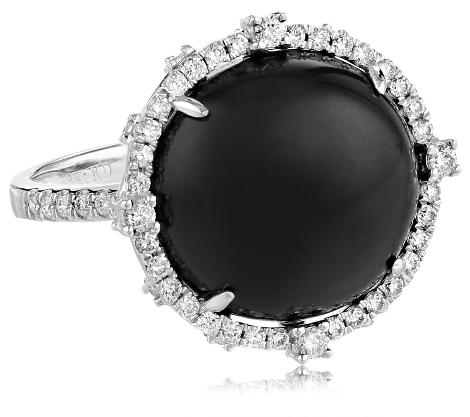 Katie Decker "Gothic" 18k White Gold and Diamond Black Onyx Ring, Size 7
