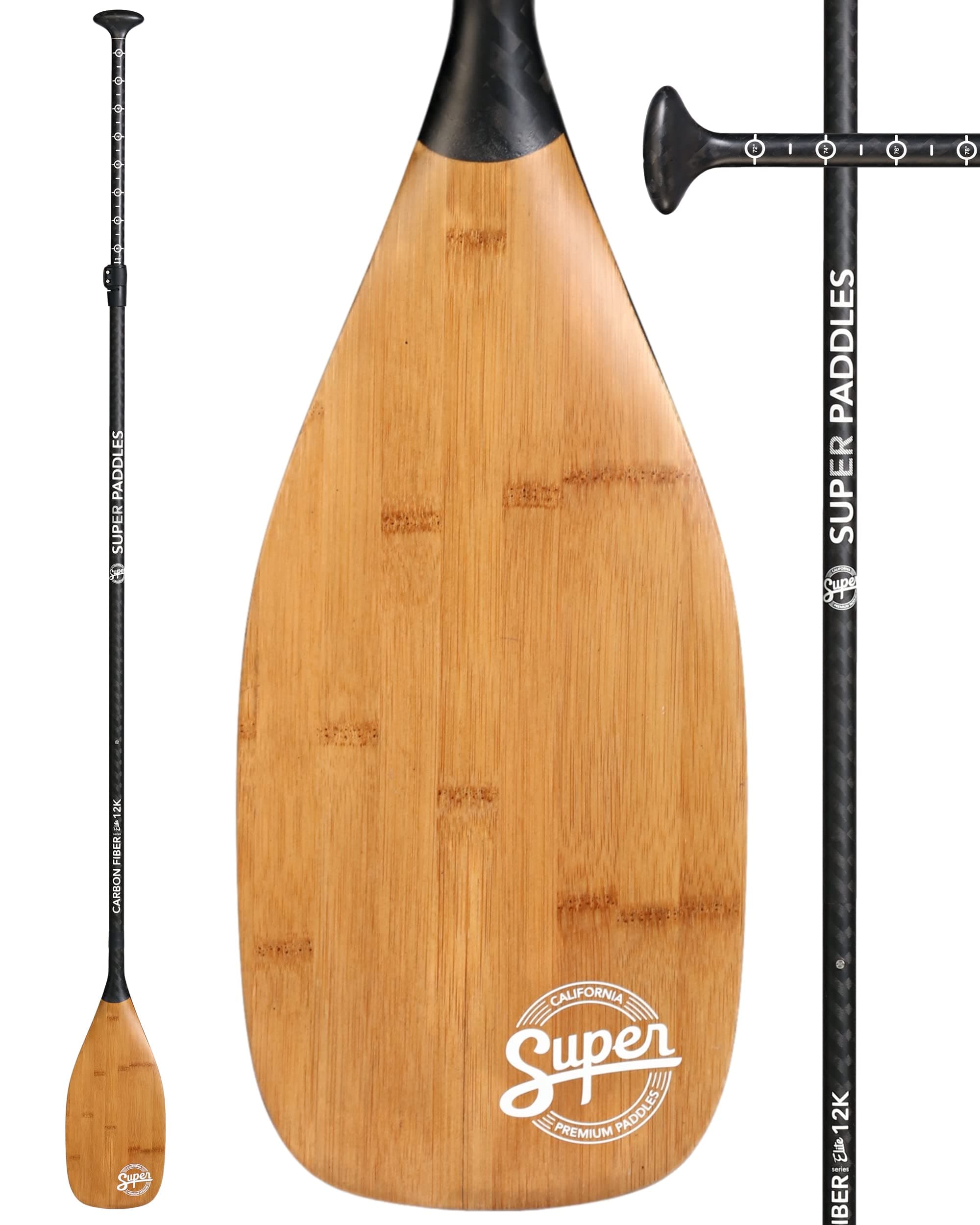 SUP Paddle - Carbon Fiber & Fiberglass Paddles - 3 Piece Adjustable Paddle Board Paddles w/Carbon Fiber or Fiberglass Performance Blades - Carbon, Fiberglass, or Aluminum Shaft Stand-Up Paddles
