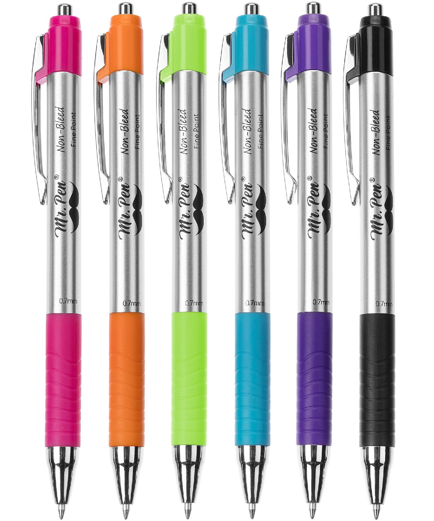 No Bleed Pens, Bible Pens, Fine Tip, Assorted Color, Pack of 6