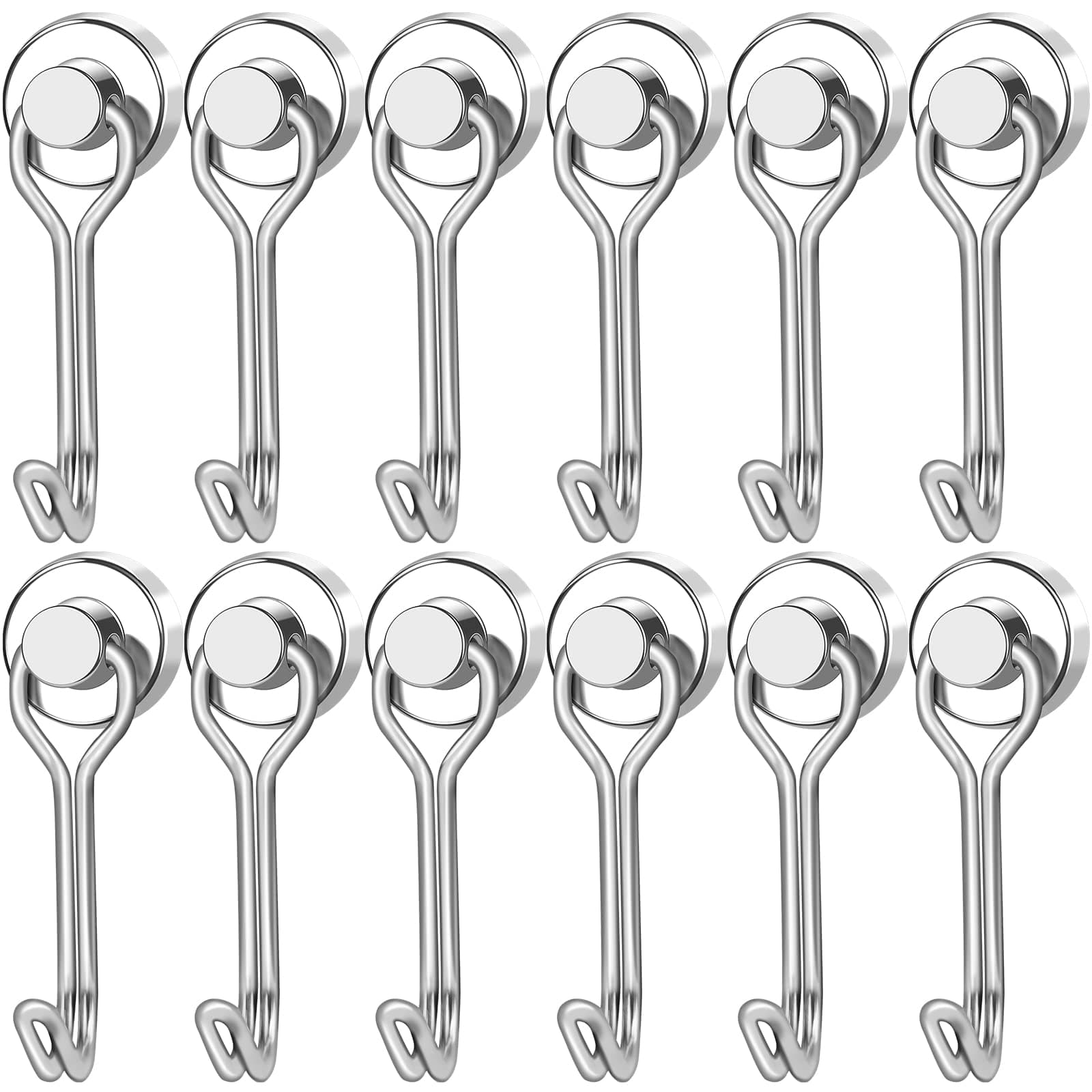 LOVIMAGMagnetic Hooks, 25LBS Swivel Magnet Hooks for Hanging, Magnetic Hooks Cruise Heavy Duty for Hanging, Cruise Cabins, Grill, Refrigerator, Kitchen, Locker, Door，Key and Calendar - Pack of 12