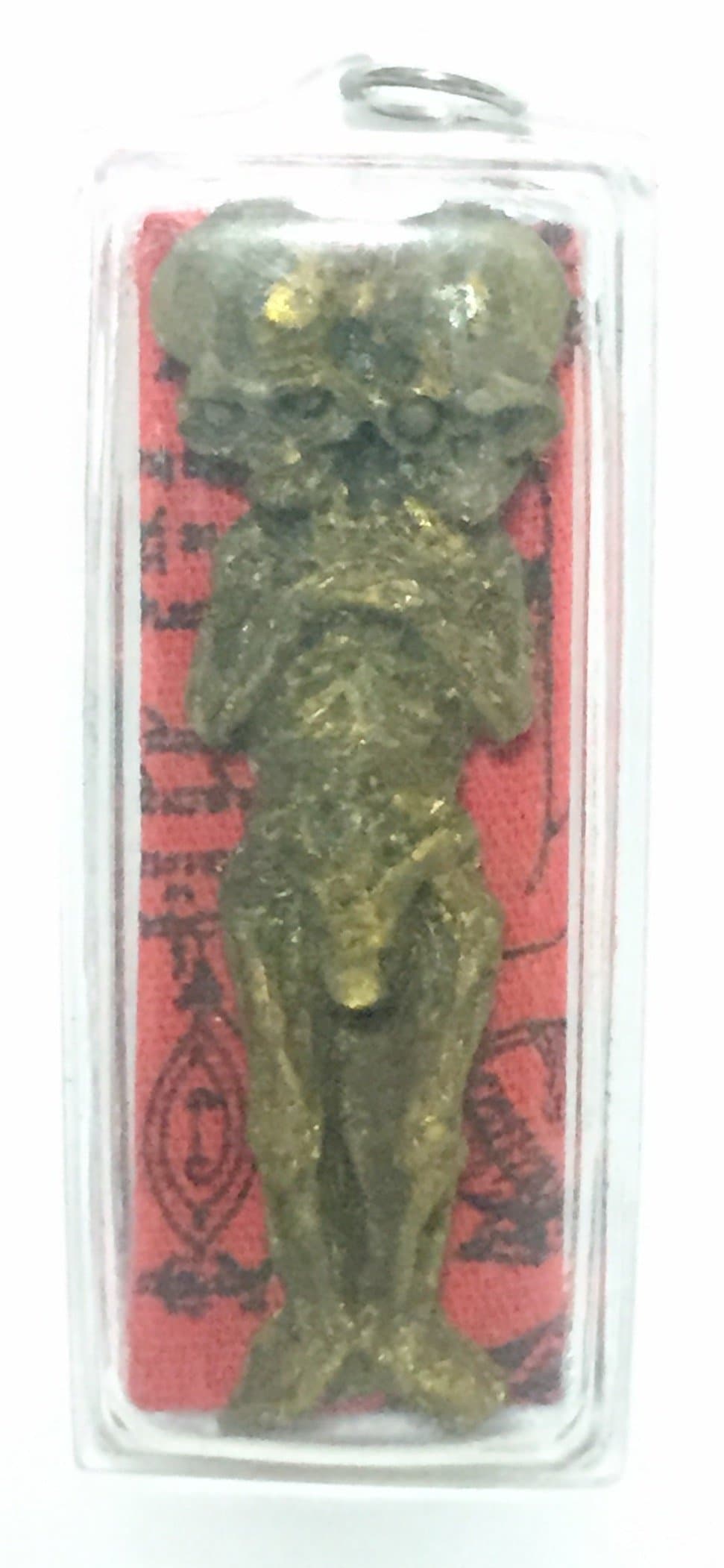 Amazing Two Headed Kuman Thong Necromancer Amulet Good Luck and Fortune Talisman Black Magic Pendant Ritual Remains with Amulet Necklace (Made of Wood).