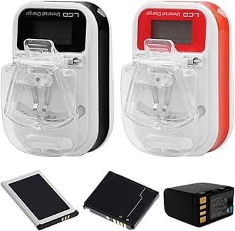2 Pack Universal Battery Charger for All Types of Batteries USB Power Adapter LCD for Lithium Old Retro Mobile Phone Camera Nokia Siemens Samsung Ericsson Alcatel Motorola (Below 1000mAh)