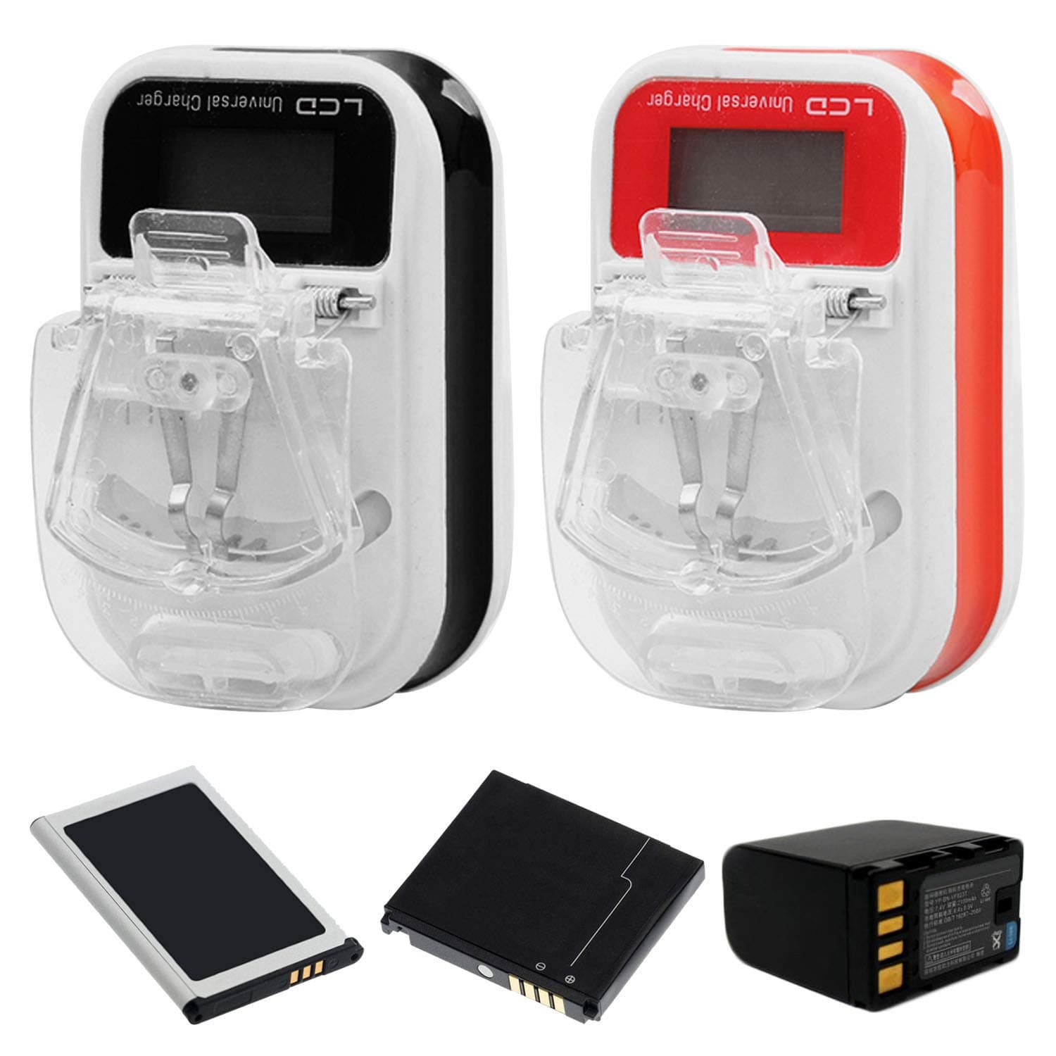 2 Pack Universal Battery Charger for All Types of Batteries USB Power Adapter LCD for Lithium Old Retro Mobile Phone Camera Nokia Siemens Samsung Ericsson Alcatel Motorola (Below 1000mAh)