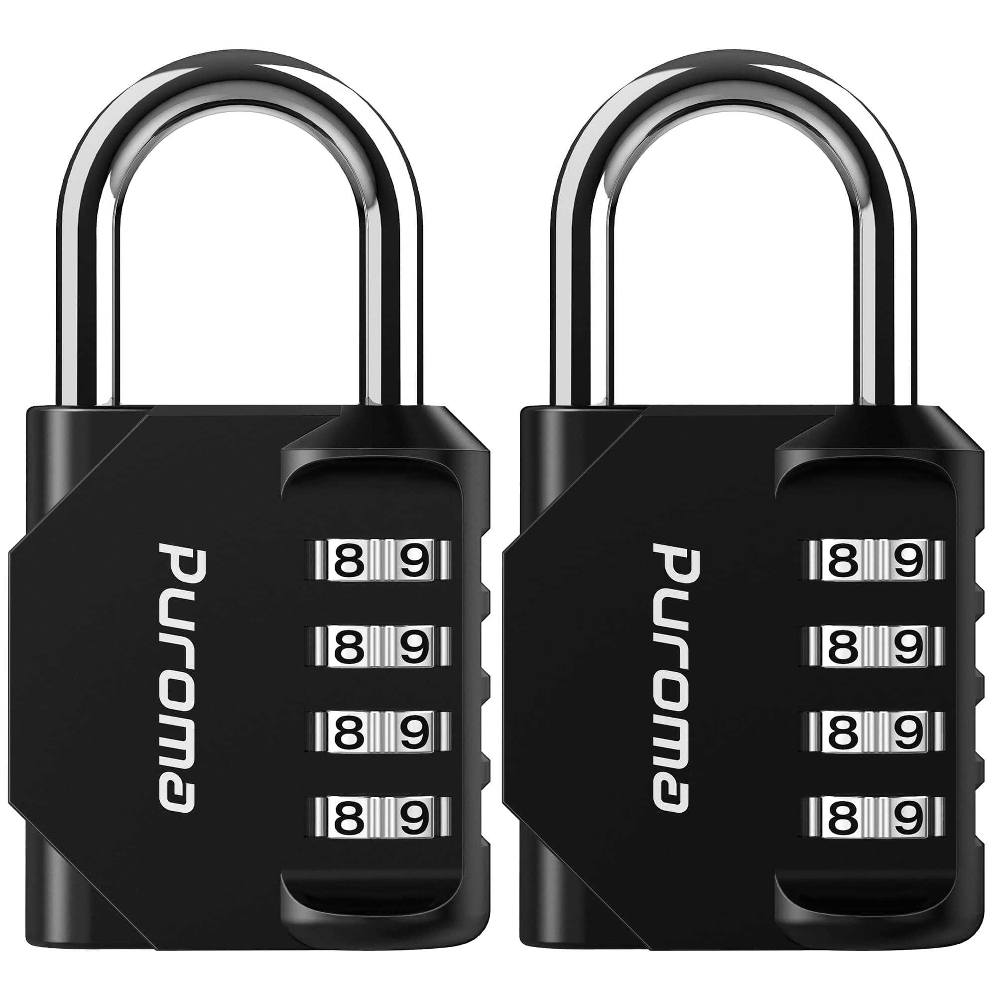 Puroma 2 Pack Combination Lock for Locker 4 Digit Outdoor Waterproof Padlock for School, Gym, Sports, Fence, Toolbox, Gate, Case, Outdoor, Hasp Storage (Black)