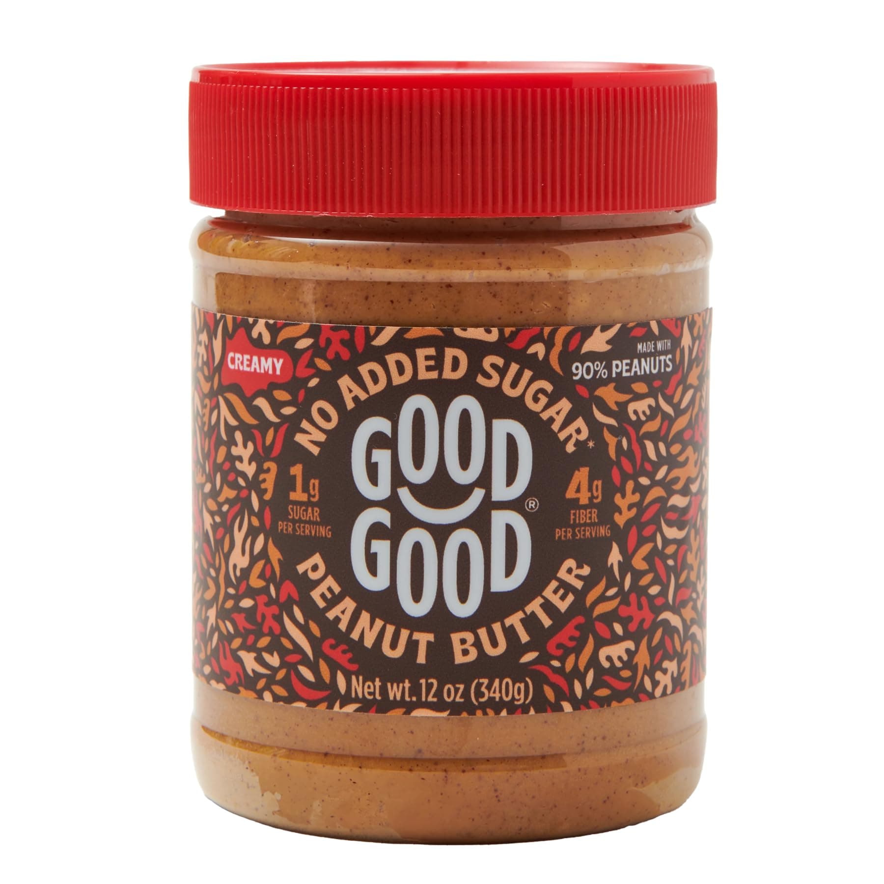 Good Good Creamy Peanut Butter Keto Friendly - Low Calorie without Added Sugars - Vegan - No Palm Oil or Preservatives