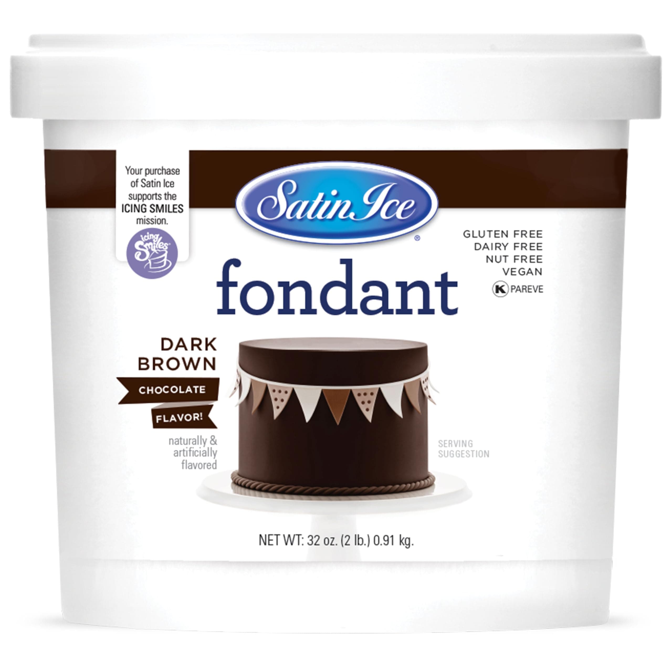 Satin Ice Fondant for Cake Decorating, Dark Chocolate (2 Pound)