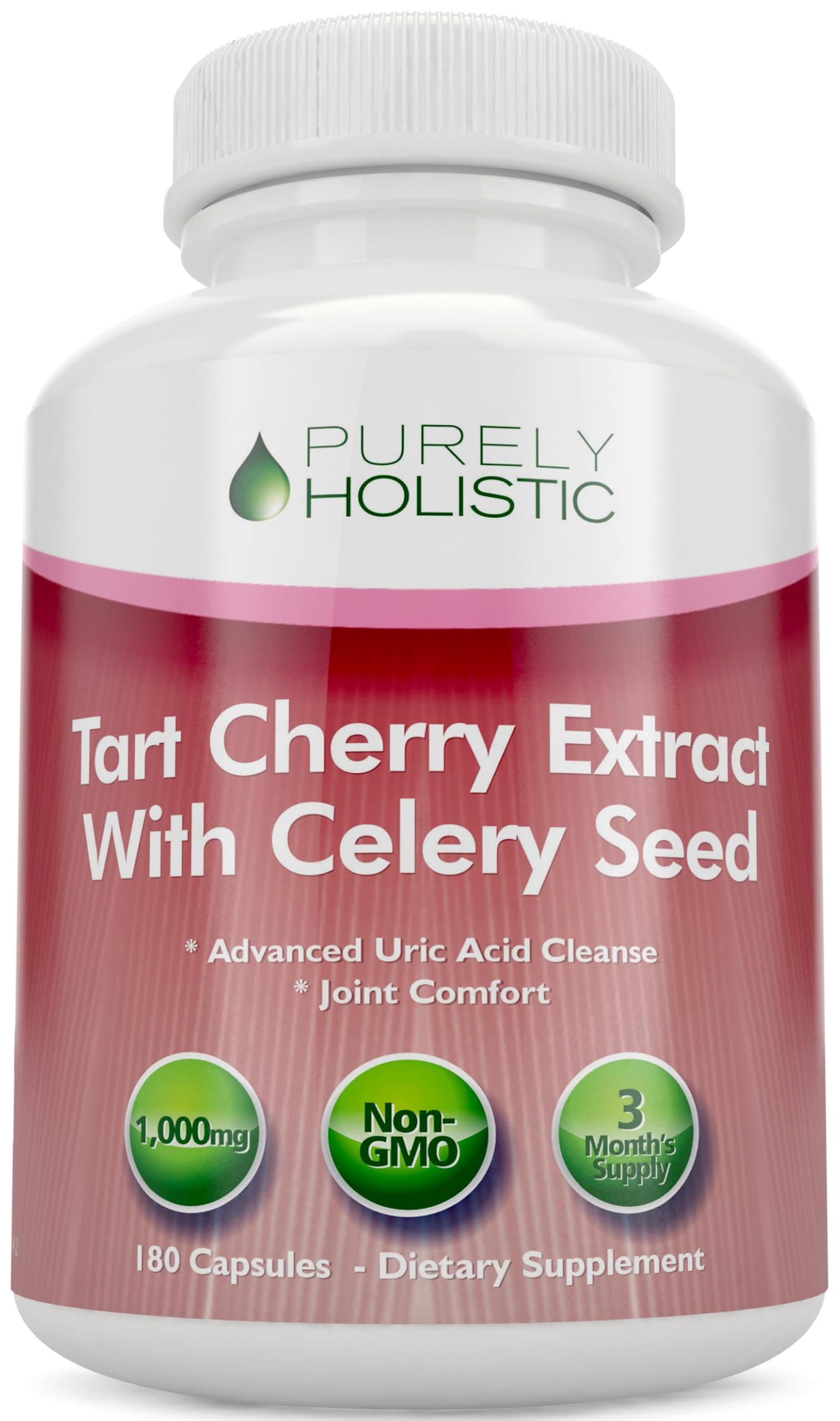 Tart Cherry Extract Capsules 1,000mg - 180 Capsules, 3 Month Supply - Blend with Tart Cherry and Celery Seed Powder