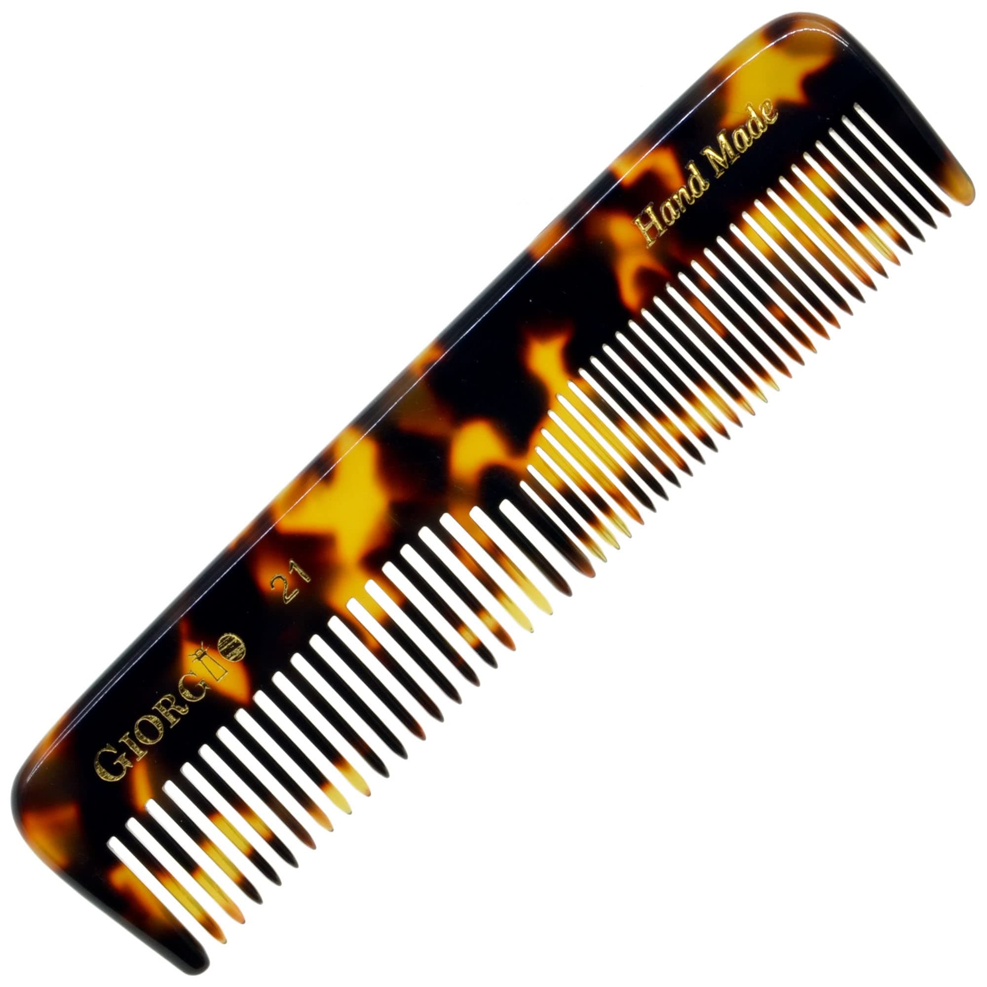 Giorgio G21 Fine Tooth and Wide Tooth Pocket Comb - Hair Styling Combs for Men and Women, Handmade Mustache and Beard Comb for Men for Grooming, Saw Cut and Hand Polished
