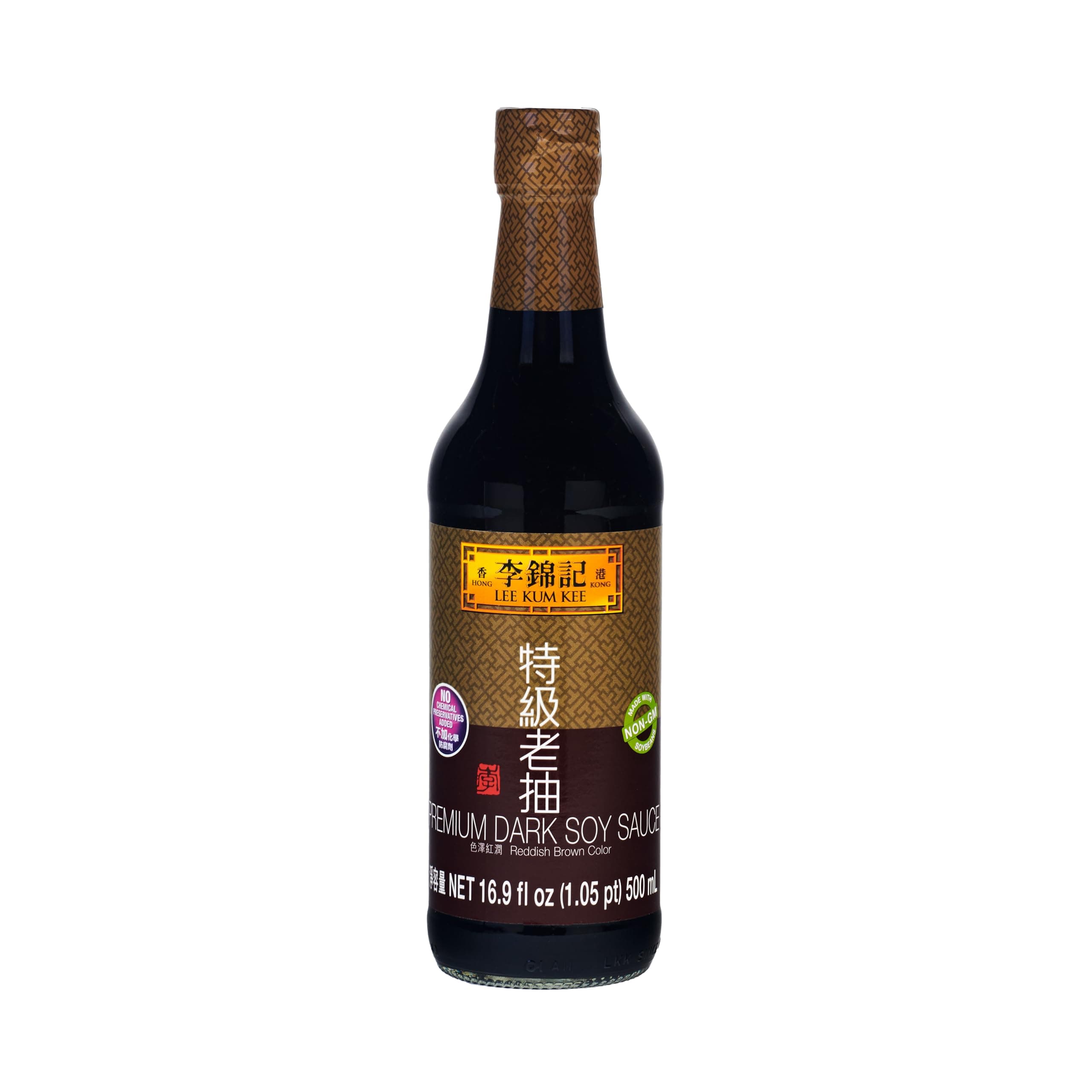 Premium Dark Soy Sauce (16.9 oz - 1 Pack), Full-Bodied Naturally Brewed Soy Sauce, Non GMO Soybeans, Vegan, No MSG, Best for Adding Natural Colors to Stews, Gravies, Braised Dishes & Stir-Fried Noodles