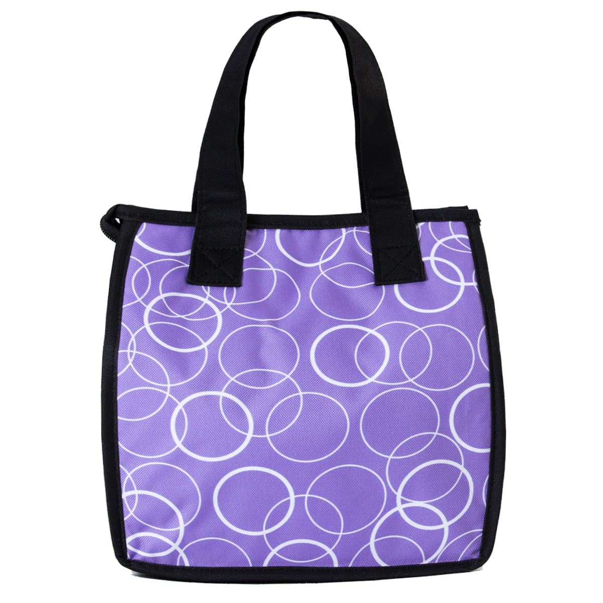Insulated Lunch Bag - Purple with White Circles