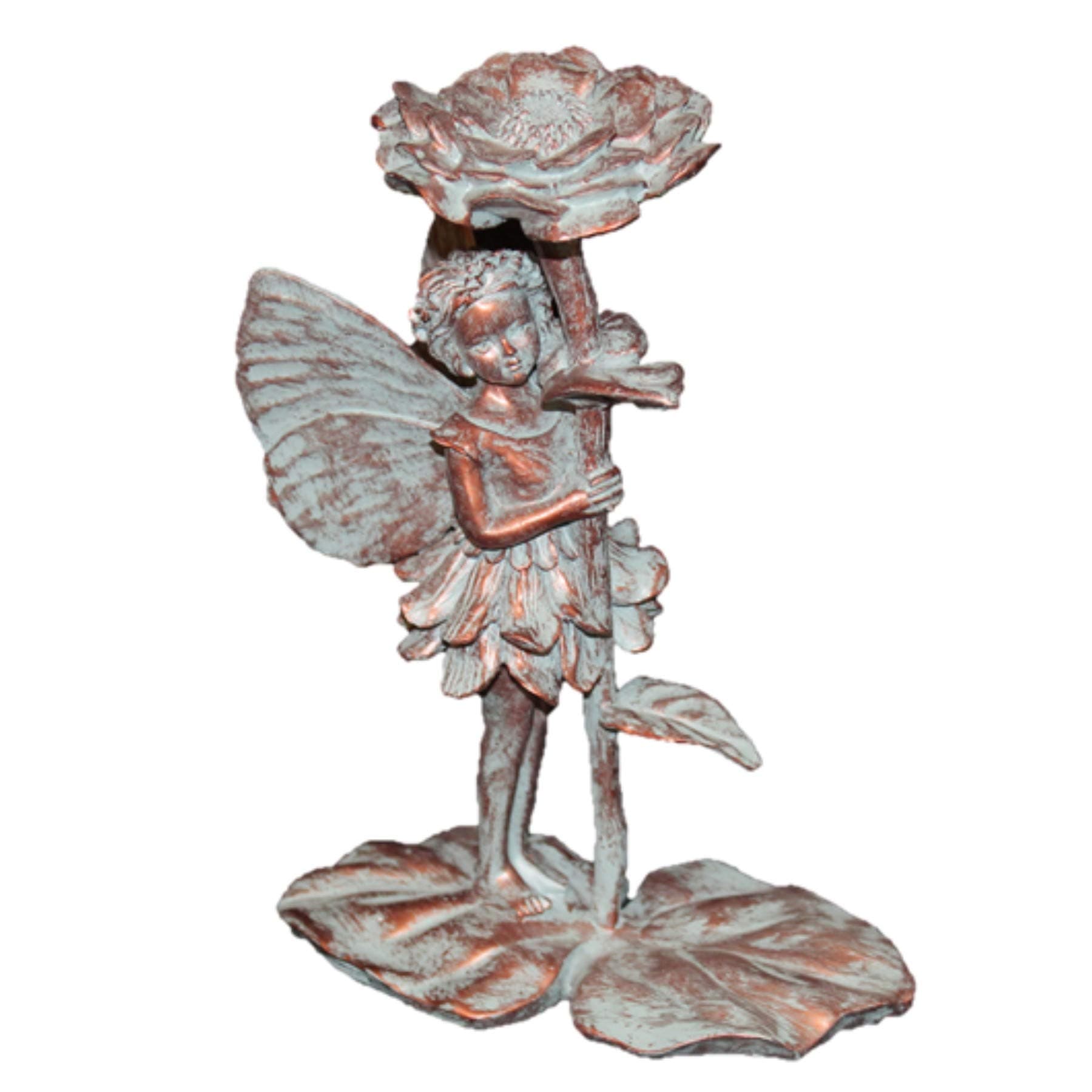 Suffolk Fairies Homestyles Isabella with Zinnia Flower Fairy Figurine #96210 Garden Statue Bronze Patina