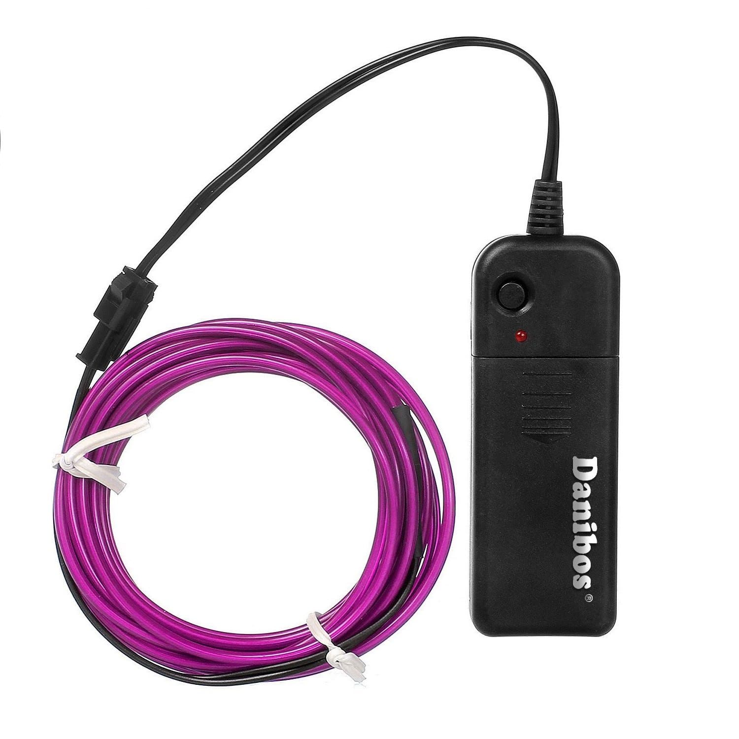 El wire, Danibos 10 Feet Light Glow Wire Rope Tube Car Bar Dance Christmas Party Transparent + Controller (Purple)