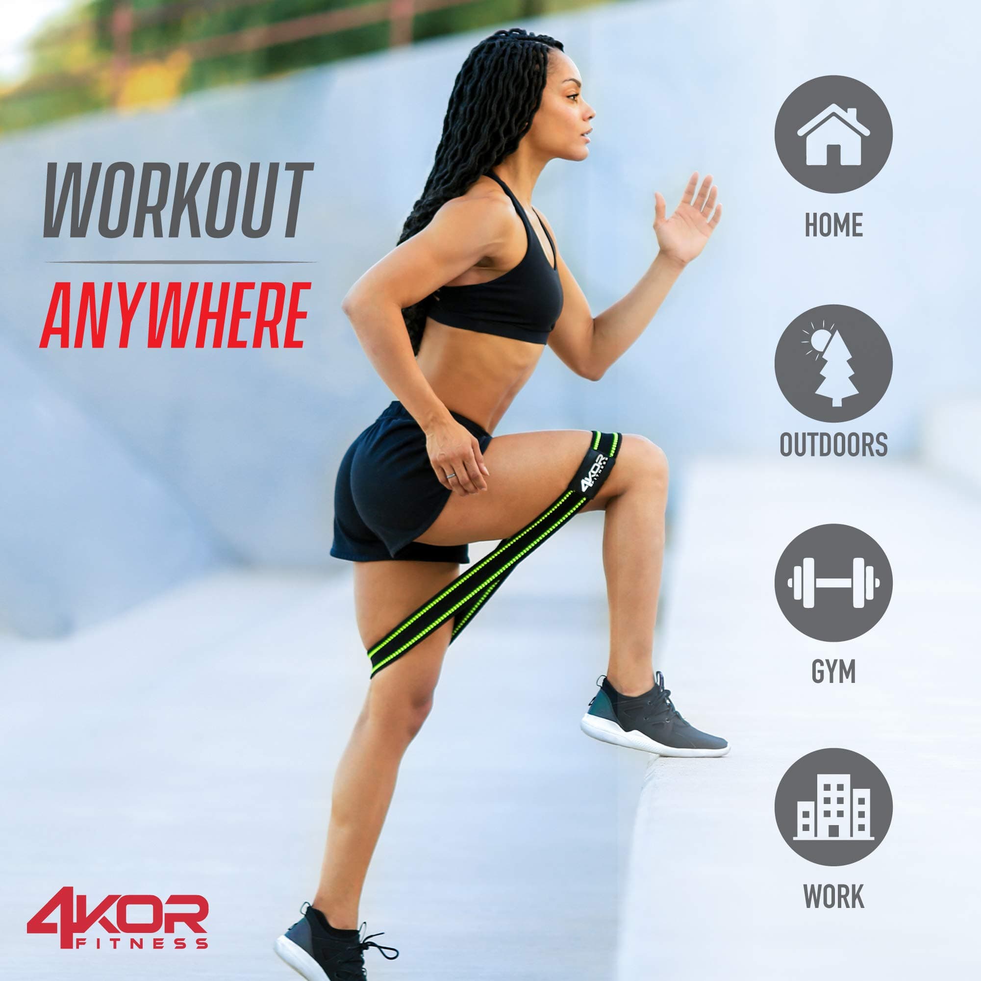 4KOR Fitness Resistance Loop Band Set, Perfect for Crossfit, Yoga, Physical Therapy, and Booty Building
