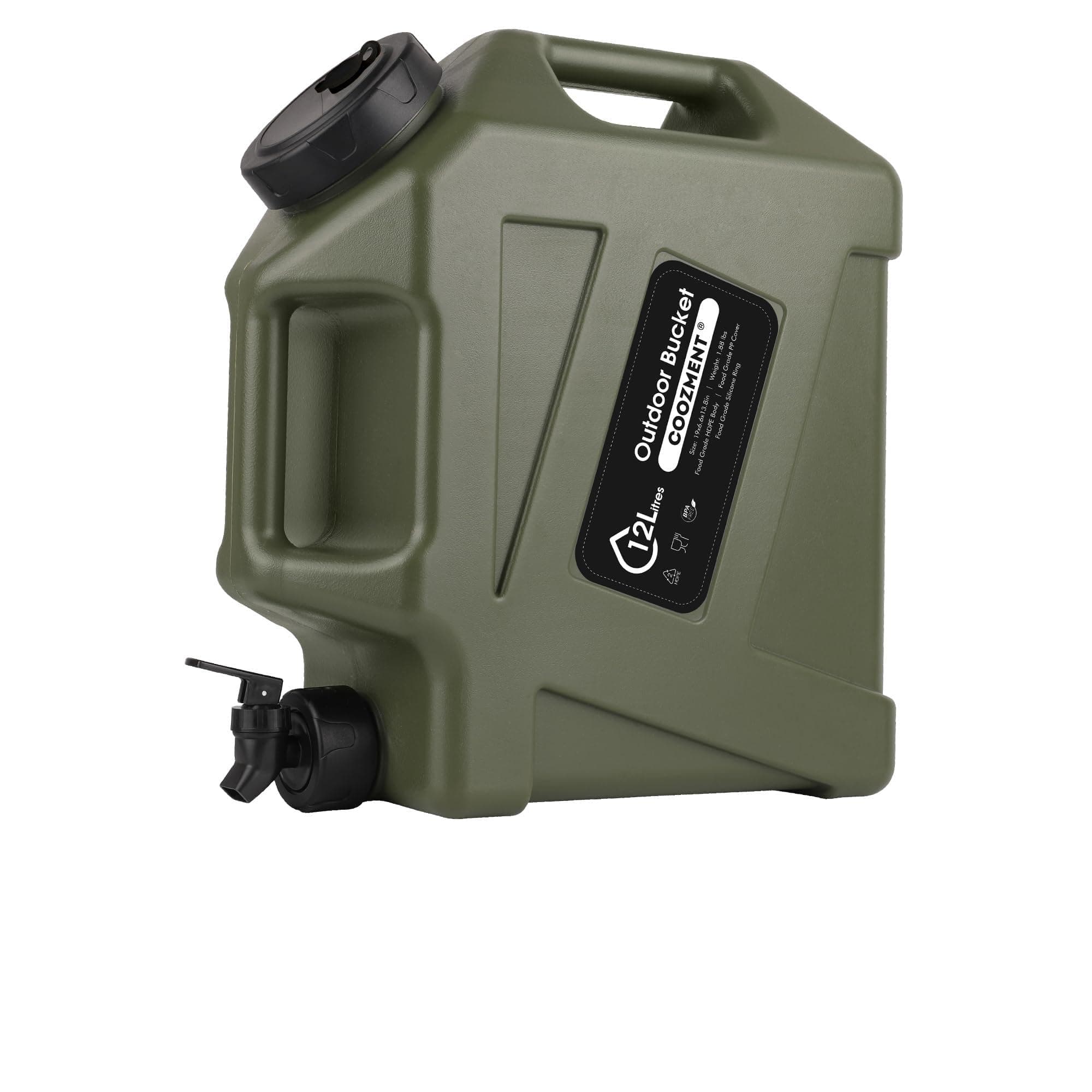3.2 Gallon/5 Gallon Water Containers with Spigot, BPA Free Water Jug, Military Green Water Tank, Multifunction Water Storage Containers for Camping Outdoor Hiking,Emergency Stroage