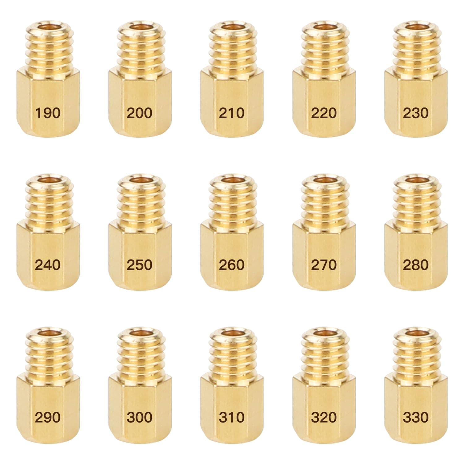 15PCS Carburetor Main Jets for MIKUNI VM/TM/TMX Carburetor 190-330