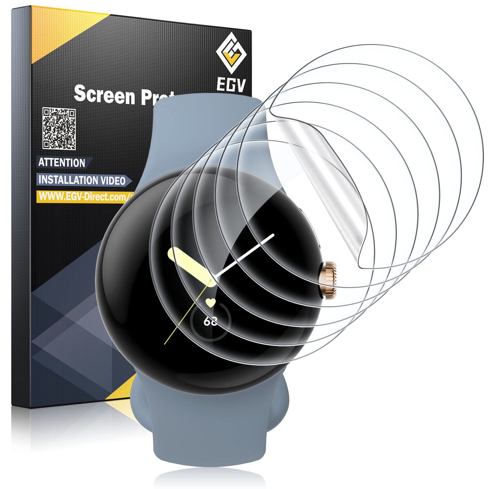 EGV 6 Pack for Google Pixel Watch 3 41mm Screen Protector, TPU Film [Self-Healing], Anti-Scratch, Ultra-Thin for Pixel Watch Series 3/2/1 Screen Protector