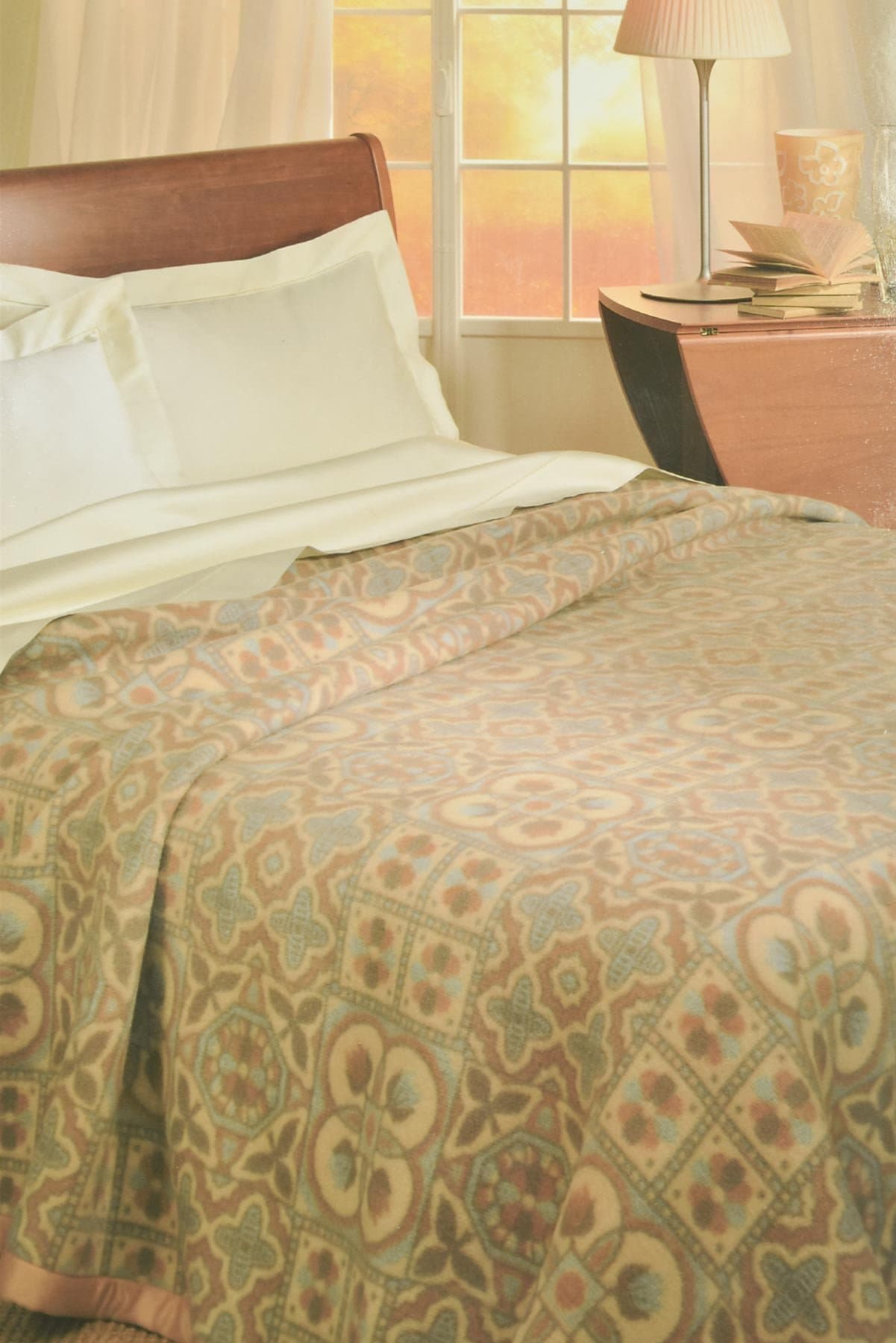 Coperta Matrimoniale Pura Lana di Agnello Merino Beige-Rosa 250x210 - Pink, Double