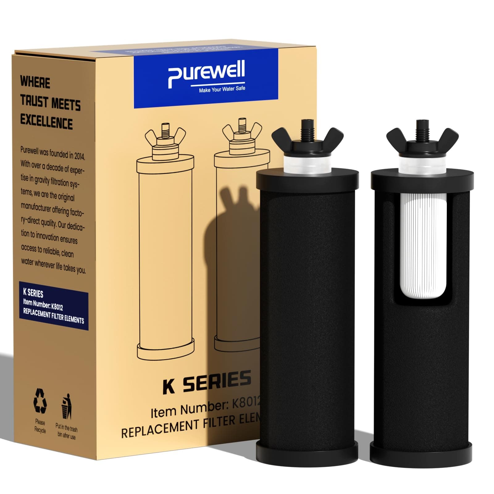 PB-2 Black 3-Stage Composite Purification Elements, Replacement Filters for ProOne® and Berkey® Filters, ProOne® Big+ or Berkey® Big+ Gravity Water Filter System and Purewell System (2 Pack)