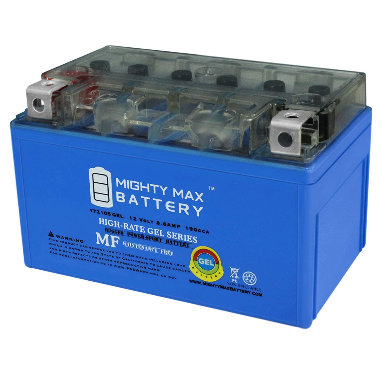 YTZ10S GEL -12 Volt 8.6 AH, GEL Type, 190 CCA, Rechargeable Maintenance Free SLA AGM Motorcycle Battery