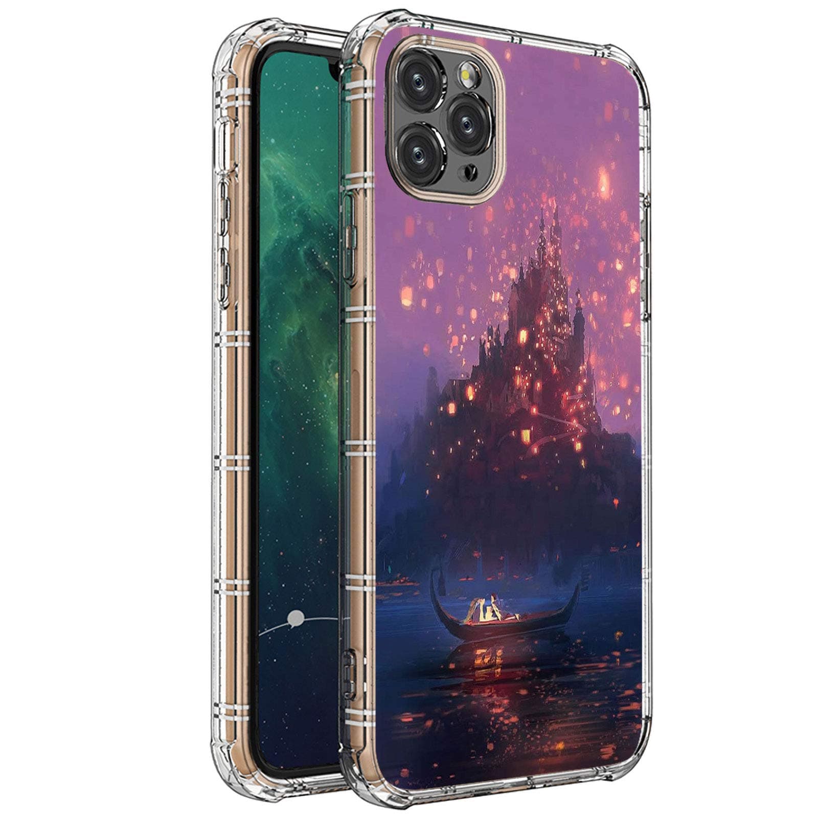 Goodsprout Compatible with iPhone 11 Case,Clear with The Boat Under The Kong Ming Lantern Pattern Design Plastic iPhone 11 Case TPU Bumper Protective Case for iPhone 11