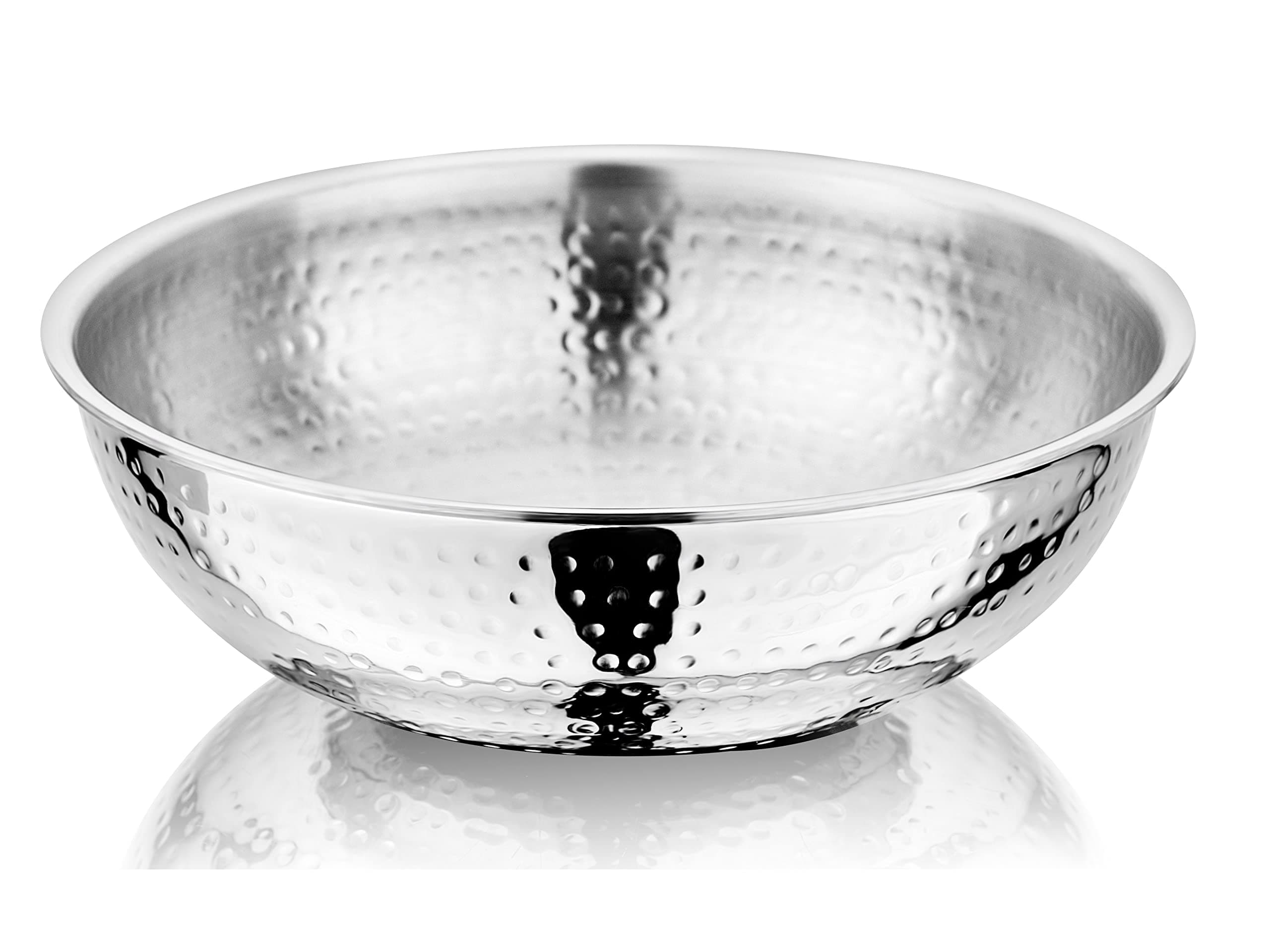 NIRLON Hammered Triply Stainless Steel Tasra/Tasla | 22Cm | Silver (Induction And Gas Stove Friendly), 1.5 Liters