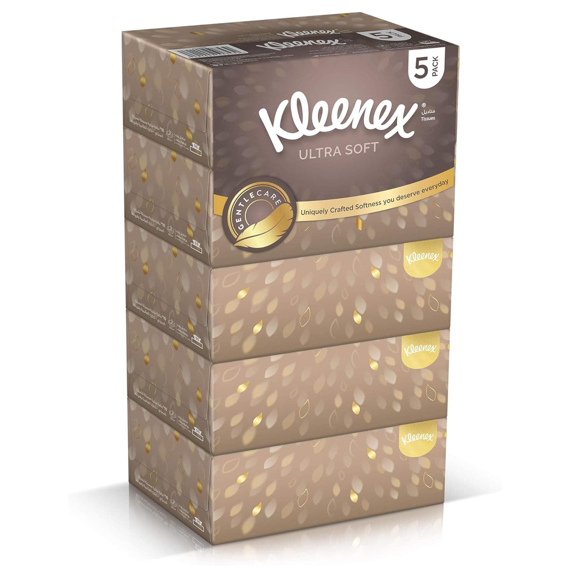 Kleenex Ultra Soft Premium Facial Tissues, Pack of 5 Boxes 96 Sheets X 3 Ply