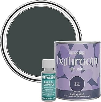Rust-Oleum Black Water-Resistant Bathroom Tile Paint in Gloss Finish - Black Sand 750ml