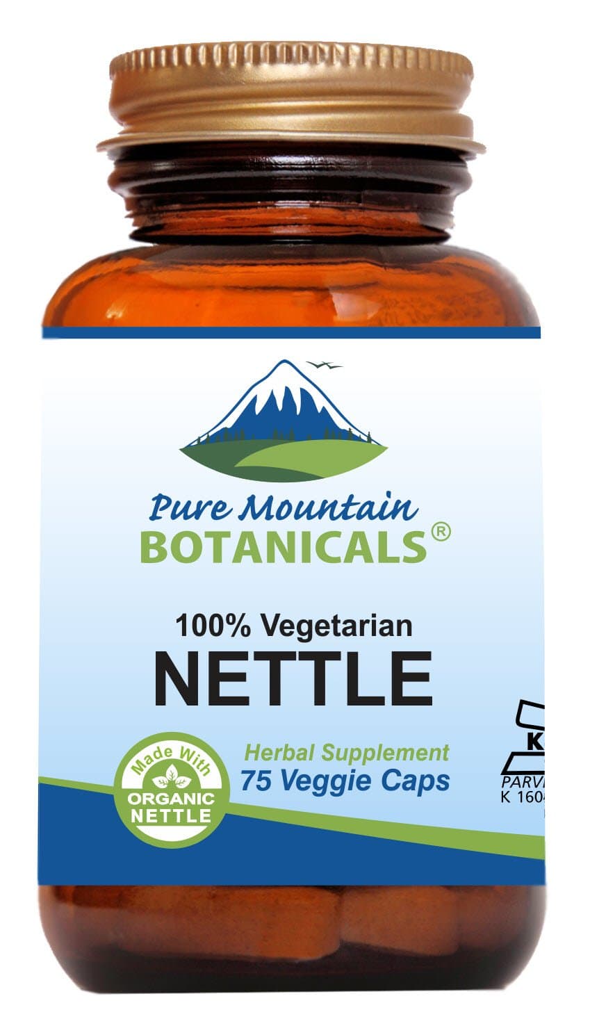 Pure Mountain Botanicals Stinging Nettle Leaf Capsules - Kosher Vegan Nettle Capsules with 500mg Organic Stinging Nettles Leaf