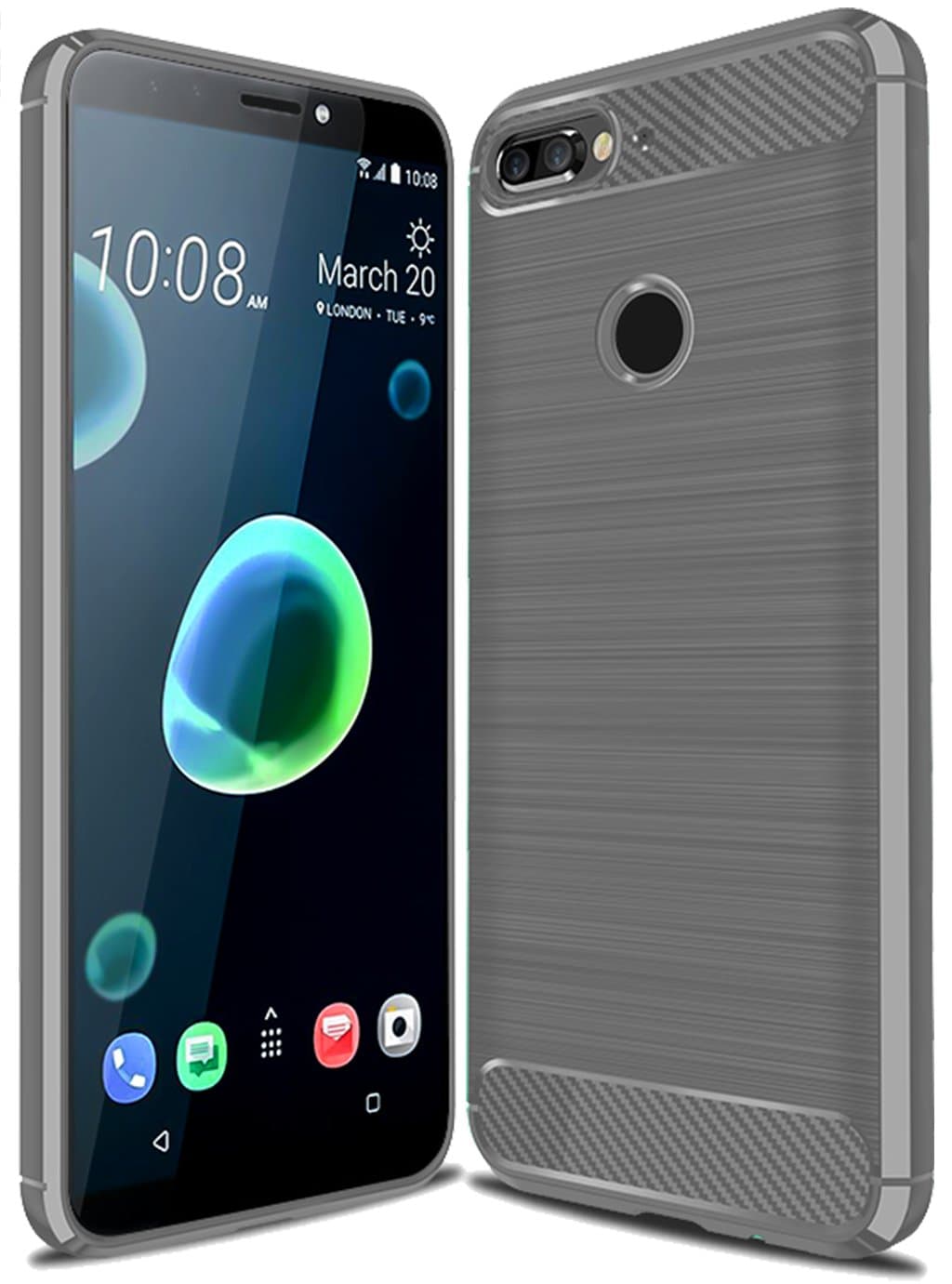 HTC Desire 12 Plus Case, HTC Desire 12+ Case, Sucnakp TPU Shock Absorption Technology Raised Bezels Protective Case Cover for HTC Desire 12 Plus Smartphone (TPU Gray)