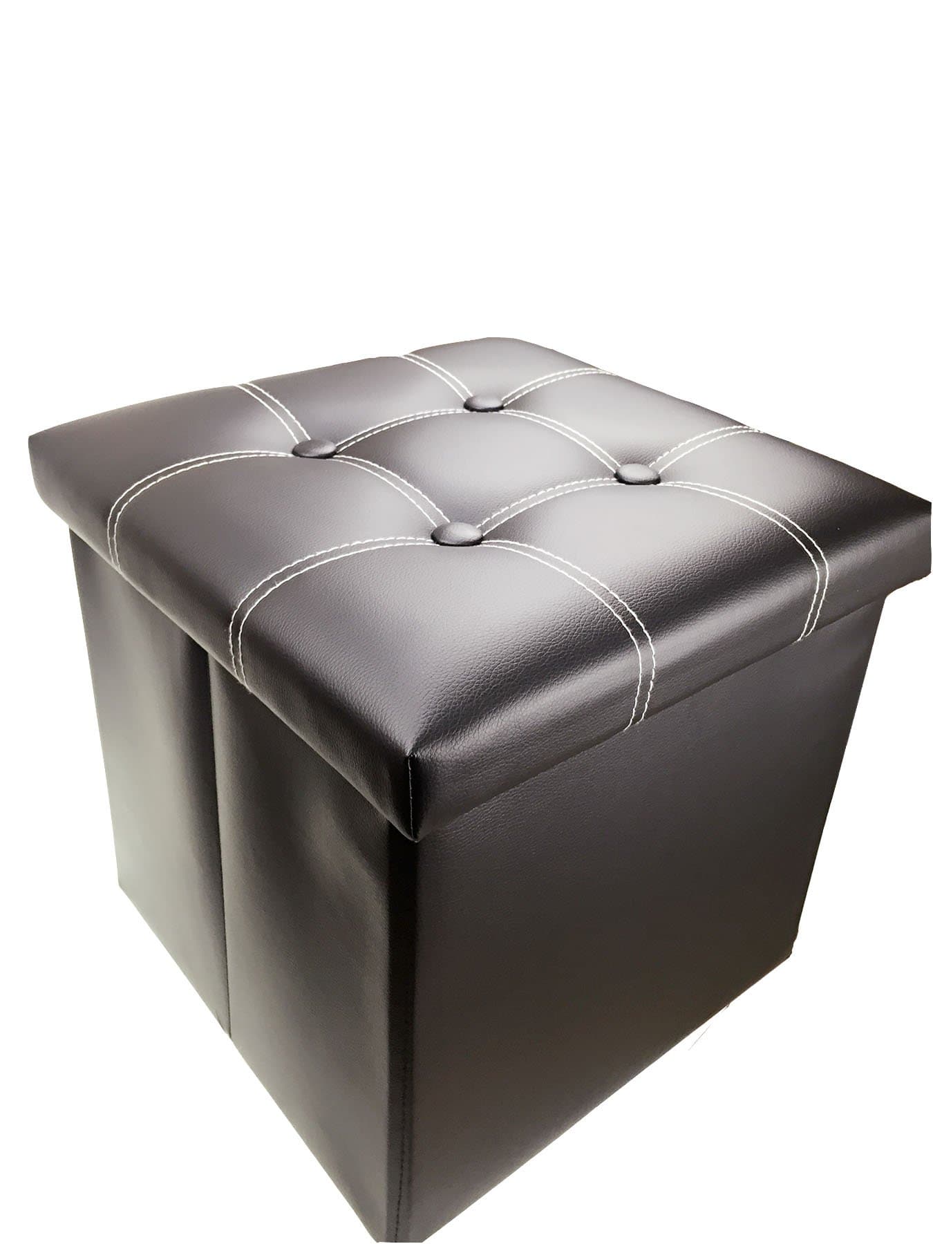 SHICK Medium Lidded Storage Bin, PU Stool, 15 By 15 By 13.7 Inches