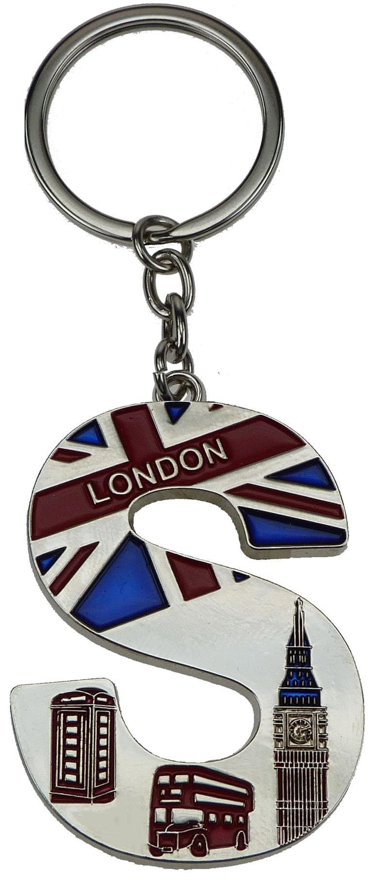 London Landmark Souvenir Alphabet Letters Name Sign Metal Key Ring Chain - A to Z (S)