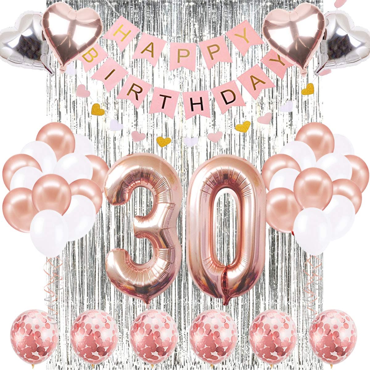30th Birthday Decorations Banner Balloon, Happy Birthday Banner, 30th Balloons, Large Number 30 Balloons, 30 Years Old Birthday Decoration Supplies