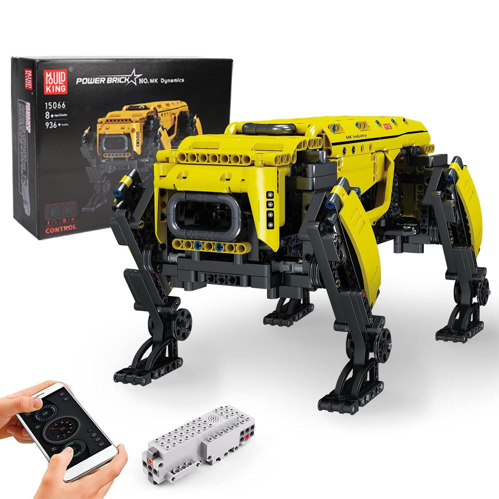 15066 Dog Robot Building Kit, Programmable Assembly Toy, Remote & APP Control STEM Technology Clamping Blocks Model, 936 Pieces