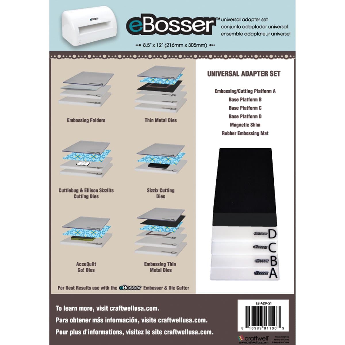 Craftwell USA Universal Adapter Set for eBosser Die Cutter