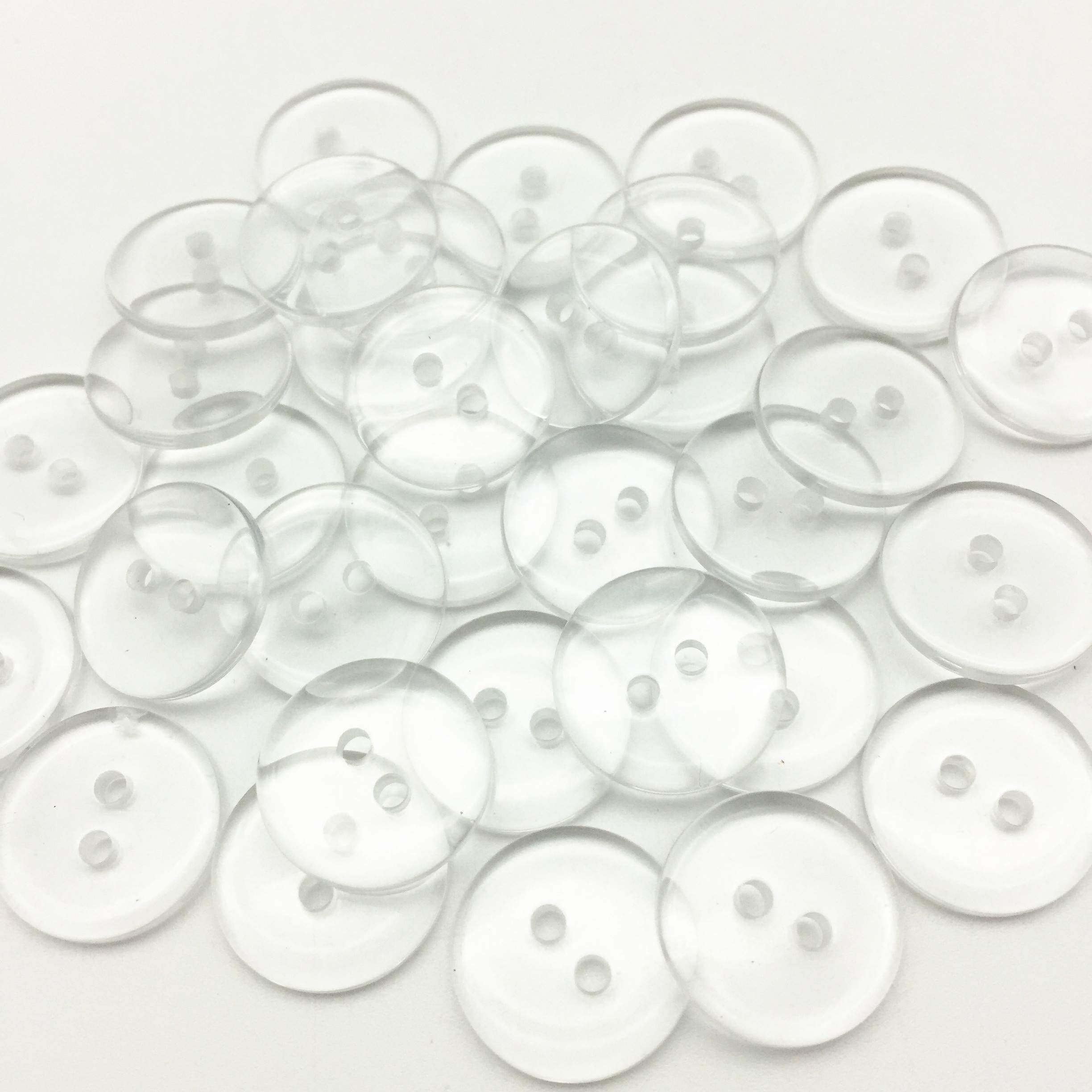 Clear Transparent Resin Buttons Round Sewing Shirt Button Embellishments Pack of 100 (18mm)