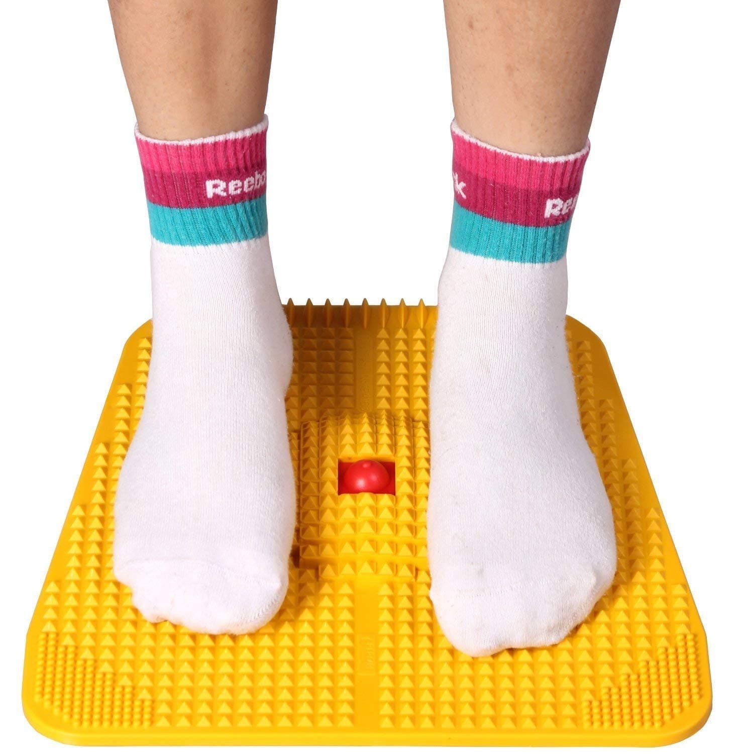 Kesariyaji / Kesariyaji Manual Acupressure Mat for Feet With Magnets and Pyramid Foot Acupunture Pad Accupressure Tool - Yellow