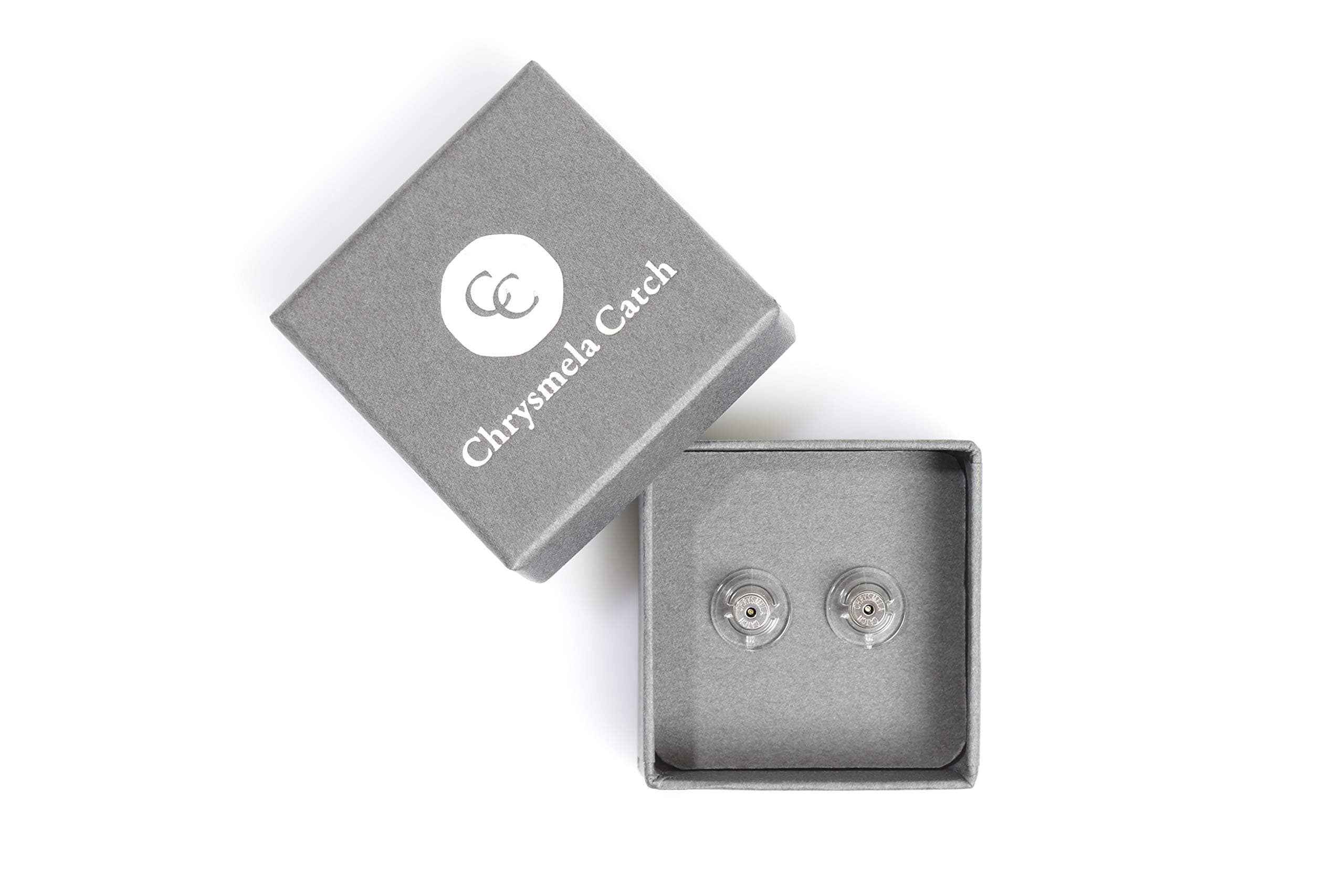 Chrysmela - Most Secure Locking Earring Back Platinum with Support Disc, Automatically Fit Lock Lift Earrings, Hypoallergenic, Patented in The US UK France Italy and Japan