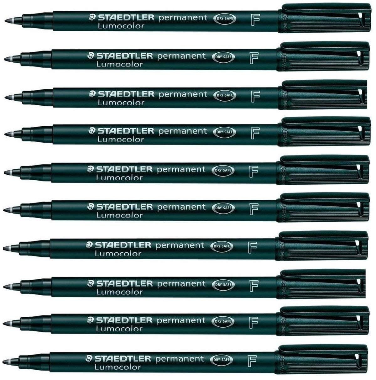 Lumocolor Black Fine Permanent Marker Pens Pack of 10 Waterproof Smudge Resistant Quick Dry CD DVD OHP